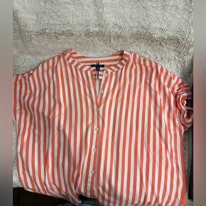 Tommy Hilfiger Orange and White Striped Top